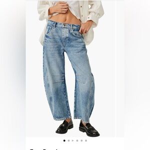 Free People Mid Rise Barrel Leg Jeans